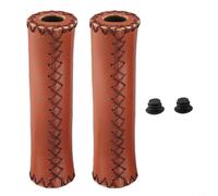 Hand Stitched Bicycle Handlebar Grips Soft PU Leather and Sponge Comfortable Grip Dust-Proof Ends for 22mm Handlebars Brown(brown)
