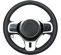 Hand-stitched Black Leather Car Steering Wheel Cover, For Mitsubishi Lancer Evolution EVO X 10 2008 2009 2010-2015,Black Line
