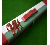 Hand Stitched Welsh Dragon Flag 3/4 Snooker Cue Case in Green, Red and White.