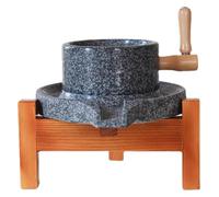 Hand Stone Mill, Granite Paste Mill, Small Old Stone Mill with Wooden Stand, Manual Coffee Grinder, Suitable for Grinding Wheat(25cm/9.8in)