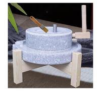 Hand Stone Mill, Granite Paste Mill, Small Stone Mill with Wooden Frame + Restoration Clutches, for Grinding Wet and Dry Food(35cm/13.8in)