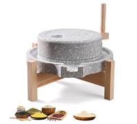 Hand Stone Mill, Wet & Dry Cereal Manual Grain Mill, Stone Mill Grinder with Wooden Frame, Handmade Household Hand Food Mill for Grain, Bean, Barley, Spice (9.8 x 13.8in)