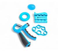 Hand Strengthening set 5 Pack Workout Kit, Adjustable Hand Grip Strengthener, Egg Ball, Finger Exerciser Forearm Wrist Strengthener (Blue)