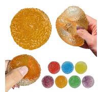 Hand Stress Relief Balls for Adults Fidget Toy, Maltose Sugar Soft Squeeze Ball for Anxiety, Glitter Sensory Fidgets for Relaxing, Hand Exercise Grip Strengthener, Desk Toy Gift Green (Orange)
