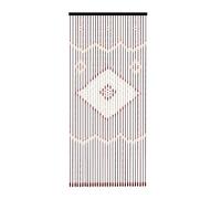 Hand-Strung Wooden Bead Door Curtain - Chocolate Brown Bohemian Room Divider with 31 Dense Strings (81.88x35.43 Inches) - Windows & Walls - Vintage Wave & Diamond Pattern, Noise-Reducing Design
