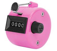 Hand Tally Counter 4-Digits Compact and Lightweight Counting Tool for Sports and Events in Red/Green/Blue/Pink/Yellow (Pink)
