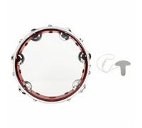 Hand Tambourine Percussion Instrument With Drum Rattle Shaker Self Adjustable Tension With Key Lightweight Frame Metal Discs suitable for music education rhythm coaching student practice home, Red