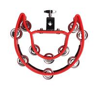 Hand Tambourine with Double Row Metal Jingles, Percussion Drum Instrument for Kids, Handheld Musical Toy with Locking Bracket and Polymer Edge, Perfect for Music Education and Perf