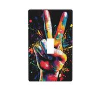 Hand The Peace Sign Graffiti Light Switch Cover Decorative Single Toggle 1 Gang Wall Plate for Kitchen Farmhouse Bedroom Bathroom Art Decor