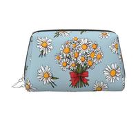 Hand Tied Daisy Printed Leather Portable Makeup Storage Bag, Suitable for Daily Use