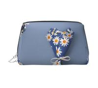 Hand Tied Daisy Printed Leather Portable Makeup Storage Bag, Suitable for Daily Use