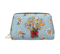 Hand Tied Daisy Printed Leather Portable Makeup Storage Bag, Suitable for Daily Use