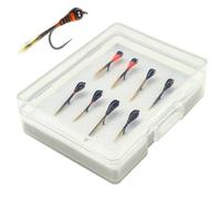 Hand Tied Fly Fishing Flies Assortment,8Pcs Carbon Steel Fly Fishing Lures Without Barb,Weighted Trout Flies with Box,Portable Trout Fishing Lures for Bass Trout Salmon Fishing