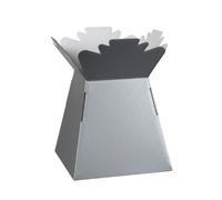 Hand-Tied Vase Florist Bouquet Boxes | Aqua Presentation & Transporter Boxes | Pack of 5 | Durable Flower & Plant Packaging | Glossy Silver