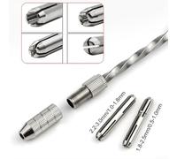 Hand Tool Set for Wood and Beads Drilling, Automatic Hand Drill with Double Chuck for Amber Bodhi Nuts Crafting, Aluminum Alloy Hole P