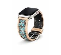 Hand Tooled Western Leather Band for Apple Watch, Hand Painted Genuine Leather Strap, Compatible with Apple Watch Series 1-10, Ultra & SE, 38/40/41mm & 42/44/45/46mm, 6.5-8 Inch Wrist (42,44,45,46MM