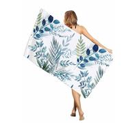 Hand Towel Blue Leaves Spring Green Botanical Branches Bath Towels | Everyday Use 80x130Cm Highly Absorbent Bath Towels Washable Body Wrap Spa Gym