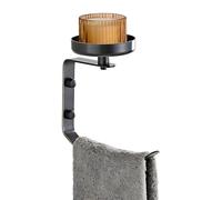 Hand Towel Holder for Bathroom with Vintage Wall Mounted Candle Holder Wall Mounted Towel Hook with Cut Candle Holder for Bathroom Decor and Accessories Black YIGUANXIN