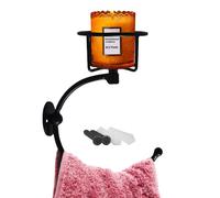 Hand Towel Holder, Matt Black Hand Towel Ring for Bathroom Wall Mounted, Heavy Duty Towel Hook with Candle Holder for Bathroom Wall Decoration