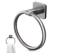 Hand Towel Holder No Drill Towel Ring Self Adhesive Towel Holders for Bathrooms Round Towel Rings for Bath, Kitchen (Gun Grey)