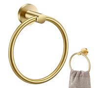 Hand Towel Holder, Stainless Steel Bathroom Towel Rail, Gold Bathroom Accessories, Diameter 16cm Modern Round Towel Ring for Bathroom Kitchen Storage