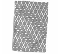 Hand Towels 40x70cm, Dark Gray Quatrefoil Pattern-Grey Moroccan Tiles-Modern Stylish Geometric Clover Lattice Bath Towels Premium Washcloths Quick Dry Salon Towel For Sauna Gym