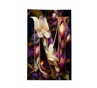 Hand Towels Letter M In Style With Magnolia Flowers Pattern Washable Washcloths Fast Drying Shower Towels for Daily Use Kitchen Hair 40X70cm