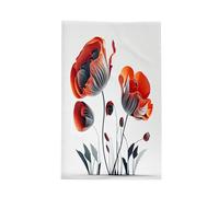 Hand Towels Red Poppies With Background In The Style Pattern Skin Friendly Washcloths Absorbent Bath Towels for Spa Gym Pool 40X70cm