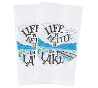 Hand Towels Set Of 2 Life Is Better At The Lake Beautiful Scenery Bridge Sports Towel Portable Swim Towel Highly Absorbent Picnic Blanket, For Pilates, Water Sports, 40X70Cm