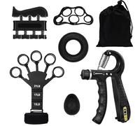 Hand Trainer Finger Trainer, Grip Strength Trainer Set, 6 Pieces with Wrist Trainer, Training Ring, Stress Relief Grip Ball, Adjustable Grip Trainer, Finger Training Device, Finger Trainer Silicone