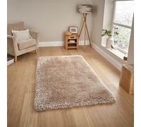 Hand Tufted Solid Beige Plain Shaggy Rug-120Cm X 170Cm