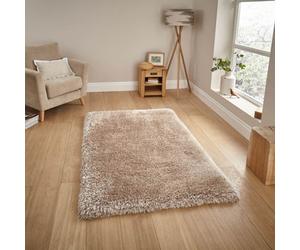 Hand Tufted Solid Beige Plain Shaggy Rug-200Cm X 290Cm