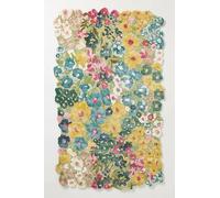 Hand-Tufted Wool and Silk Rug with Multicolor Floral Design - Unique Blue and Green Palette, Modern Accent Rug for Living Room, Bedroom, Office, 100x160 cm / 3'3"x5'3"