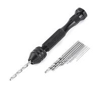 Hand Twist Drill Chuck Wide Grasp Range 0.3mm to 3.6mm with 10 High Speed Steel Drill Bits Precision Wood Drilling Tool for Art Craft Jewelry Making Black 3.7 Inch