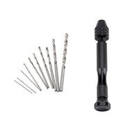 Hand Twist Drill Set with Bits Manual Rotary Tool for DIY Craftwork Aluminum Alloy Handle Anti Slip Grip Wood Plastic Drilling 10pcs 16pcs 28pcs 40pcs Drill Bits (Combination 6: Single Black Hand