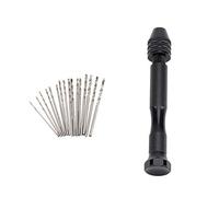 Hand Twist Drill Set with Bits Manual Rotary Tool for DIY Craftwork Aluminum Alloy Handle Anti Slip Grip Wood Plastic Drilling 10pcs 16pcs 28pcs 40pcs Drill Bits (Combination 5: Single Black Hand