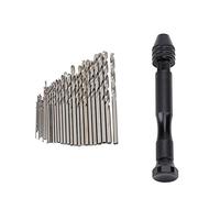 Hand Twist Drill Set with Bits Manual Rotary Tool for DIY Craftwork Aluminum Alloy Handle Anti Slip Grip Wood Plastic Drilling 10pcs 16pcs 28pcs 40pcs Drill Bits (Combination 3: Single Black Hand