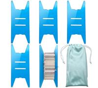 HAND U JOURNEY 5PCS Quilt Binding Spools, Translucent Glitter Plastic Binding Strip Organizers with Drawstring Storage Bag, Sewing & Quilting Fabric Strip Holder, 5.7" x 2.4" (Blue)