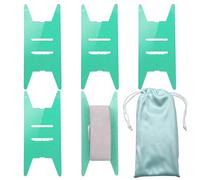 HAND U JOURNEY 5PCS Quilt Binding Spools, Translucent Glitter Plastic Binding Strip Organizers with Drawstring Storage Bag, Sewing & Quilting Fabric Strip Holder, 5.7" x 2.4" (Green)