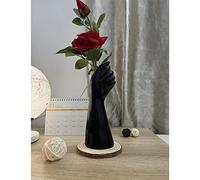 Hand Vase - 9.25" Black Ceramic Hand Sculpture, Modern Body Art Flower Vase for Coffee Table, Shelf Decor - Gothic Farmhouse Home Accent (Black)