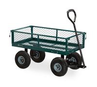 Hand wagon Heavy-Duty Trolley Outdoor Transport Cart 4 Wheels Steel Frame