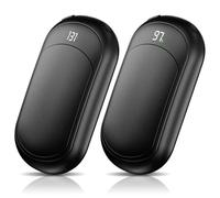 Hand Warmers Rechargeable 2 Pack, 6400mAh Portable Pocket Electric Hand Warmer, 3-Settings, Fast Heating Reusable Handwarmers for Christmas, Gloves, Travel, Hunting Essentials Men Women, Black