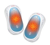 Hand Warmers Rechargeable 2 Pack FANDLISS 6000mAh Portable Reusable Hand Warmer,USB Rechargeable Hand Warmer 3 Heat Levels Up To 55°C For Raynauds,Outdoor,Camping,Women Mens Gifts (White-Blue)