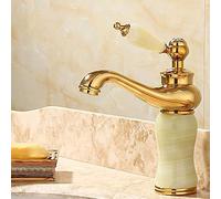 Hand Wash Basin Hot and Cold Water Faucet Golden Household Rotary Faucet Light Luxury Water-tap Vessel Faucet (White)