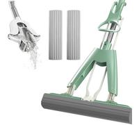Hand-Washable Collodion Mop, Sponge Mops for Floor Cleaning, Mini Mop Portable Self-Squeeze Small Mop, Self Squeezing Mini Mop (Green)
