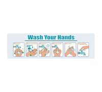 Hand Washing Guide Sign - Durable Waterproof Sticker, Hygiene Instruction Chart | 15x4.3 Inch Informative Wall Display with Easy-To-Read Steps, Health Reminder for Work, Café, Hospital, Classroom