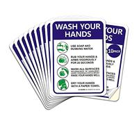 Hand Washing Signs Wash Hand Sign Sticker, 10 Pack 10" x 7" Please Wash Your Hand Sign Decals, Self-Adhesive Vinyl, Employee Hand Washing Sign, Indoor & Outdoor