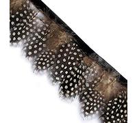 HAND Well Made Tools GF Guinea Fowl Feather Fringe 2.5 inches/w- appx 2 Meters (GF08 Black Natural)