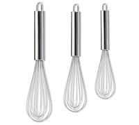 Hand Whisk, Set of 3 Pcs Stainless Steel Egg Whisk, Durable Wire Whisk for Cooking and Baking, Balloon Whisk for Stirring, Blending, and Beating, Ergonomic Handle, Dishwasher Safe