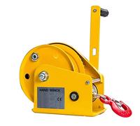 Hand Winch, Portable Two-Way Ratchet Hand Crank Winch with Wire Rope and Hook, Automatic Brake, Ideal for Heavy Duty Towing and Hoisting